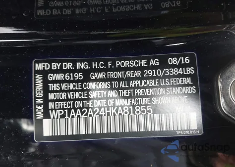 2017 Porsche Cayenne Platinum Edition из США, поврежденный, VIN WP1AA2A24HKA81855